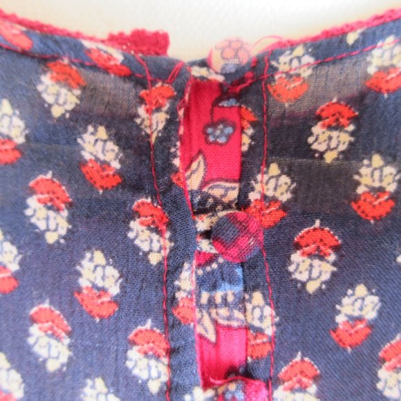 Maeve for Anthropologie Gretchen Blouse Size 2 Red Patchwork Floral LS Peasant - Picture 8 of 13
